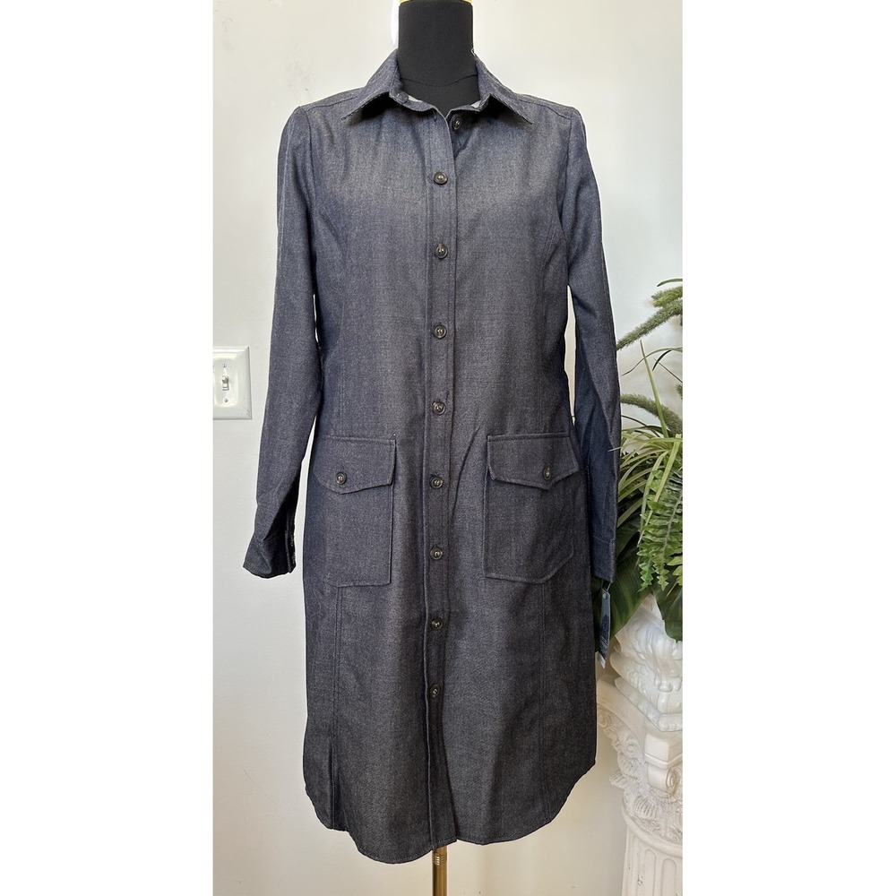 NWT Pendleton Denim 100% Virgin Wool Blue Shirt Dress Button Down Size M